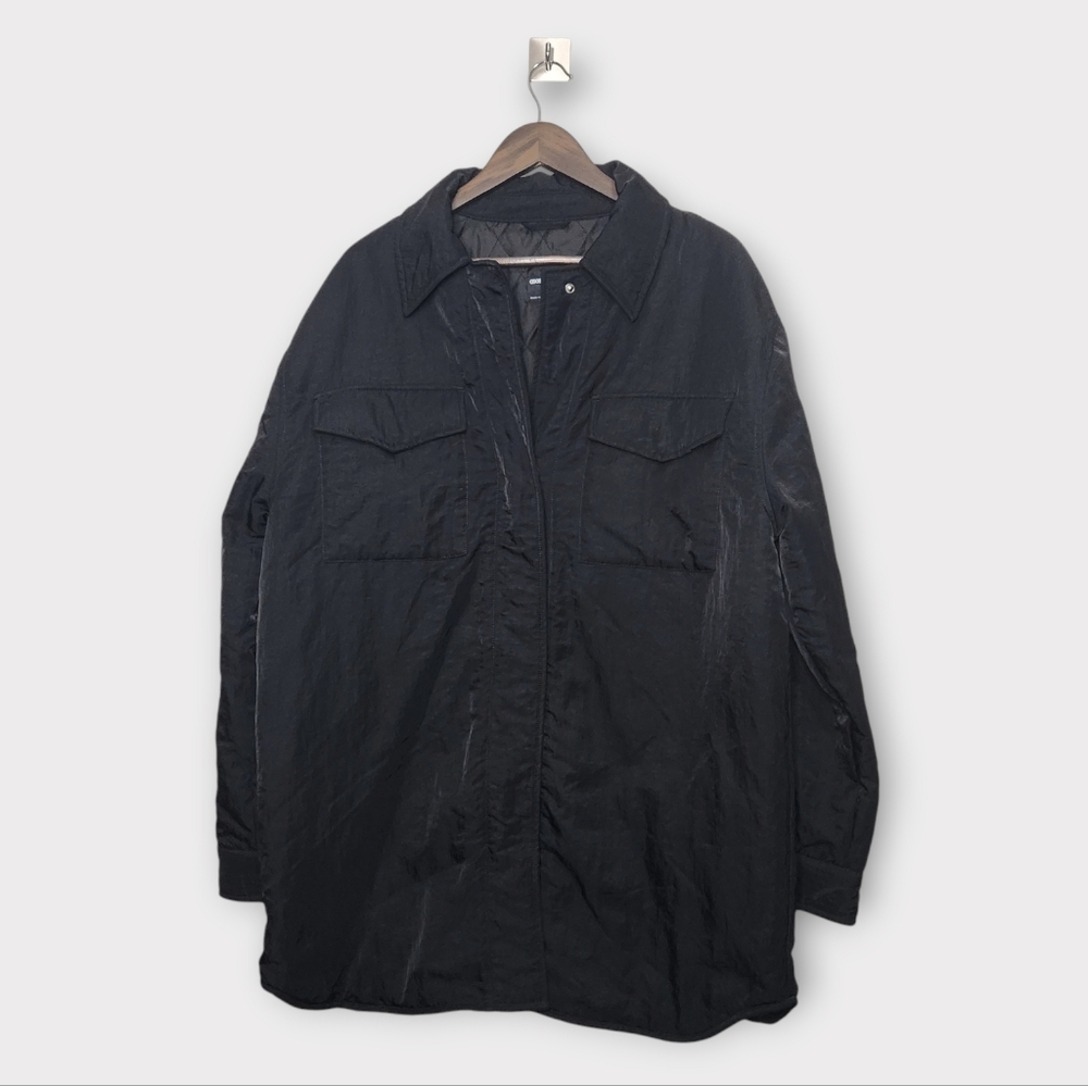 ASOS Oversized Black Nylon Shacket Jacket 8 Tall